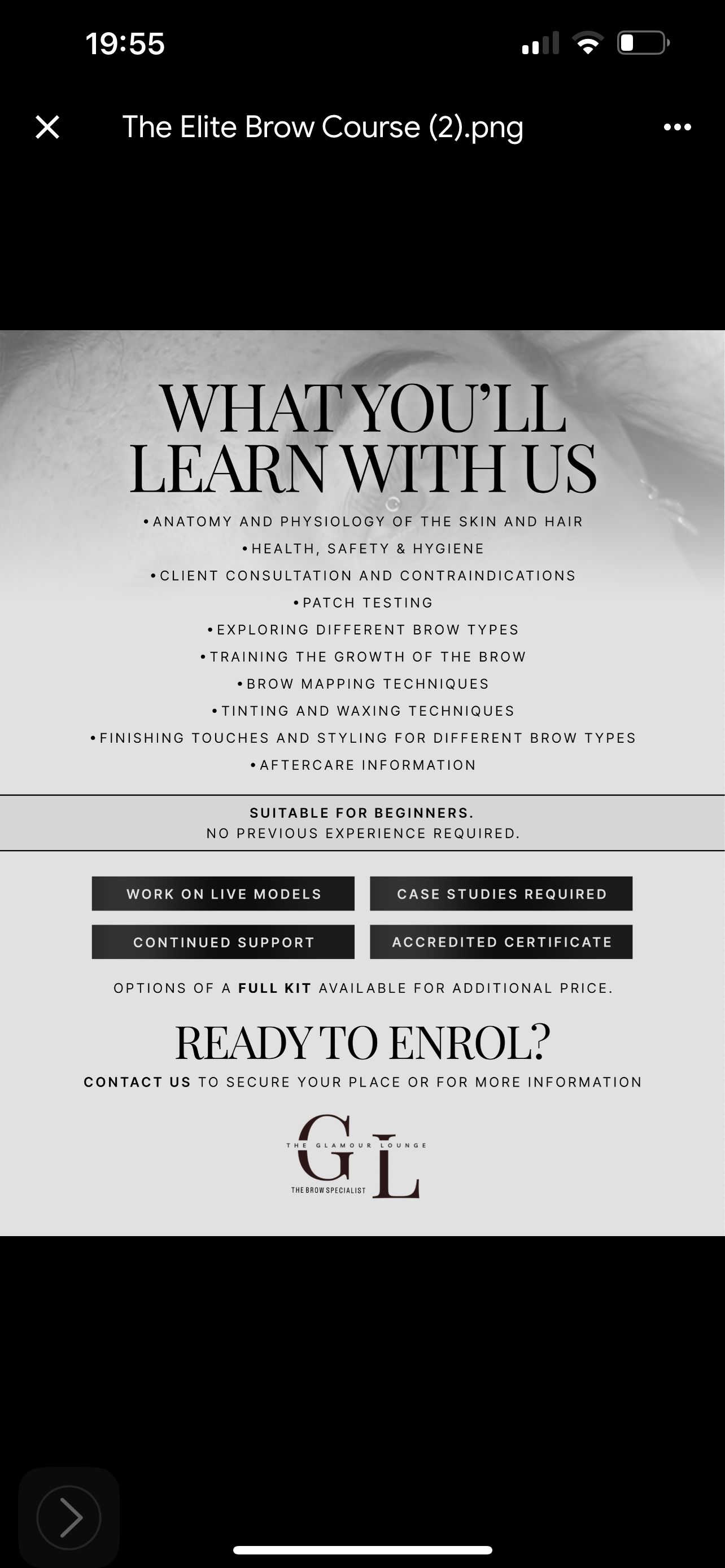 The Elite brow signature course (deposit option )